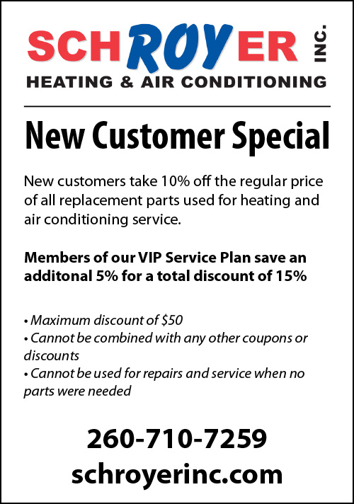 New Customer Discount from Schroyer Inc. Heating and Air Conditioning.