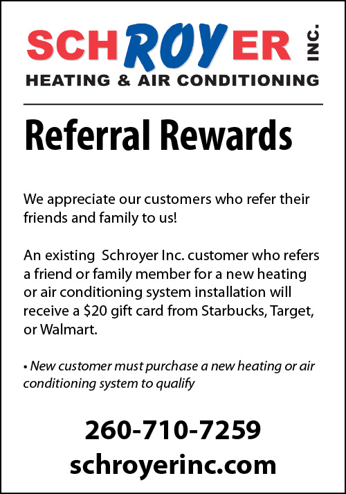 Customer Referral Coupon from Schroyer Inc. Heating and Air Conditioning.